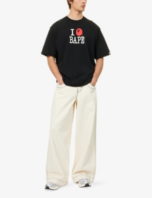 A BATHING APE: Brand-Print Crewneck Cotton-Jersey T-Shirt