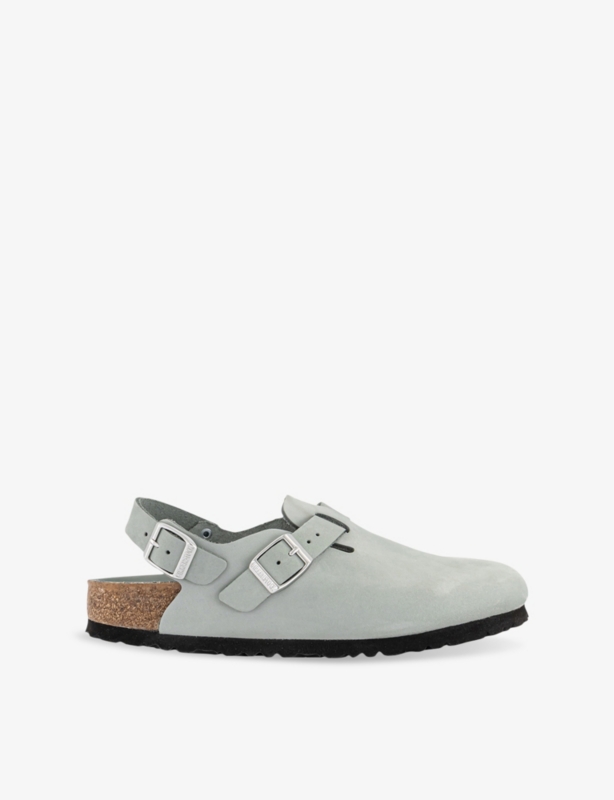 Tokio Logo-Embossed Suede Slingback Clogs