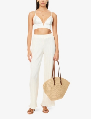 Livy Womens Offwhite Cigale Plunge Triangle Silk-blend Bralette In Offwhite