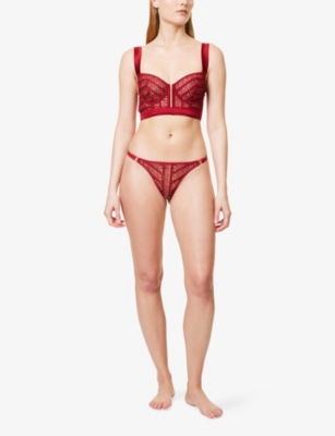 Livy Womens Glenview Embroidered Stretch-woven Briefs In Red