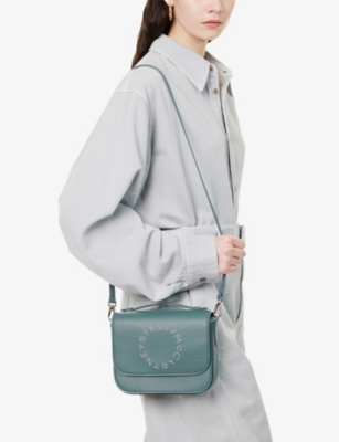 STELLA MCCARTNEY: Rhinestone-Embellished Grained-Leather Messenger Bag
