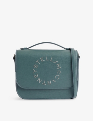 STELLA MCCARTNEY: Rhinestone-Embellished Grained-Leather Messenger Bag