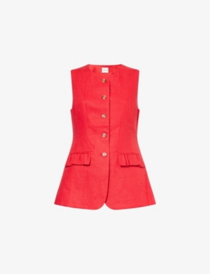 POSSE: Matilda Ruffle-Trim Linen Vest