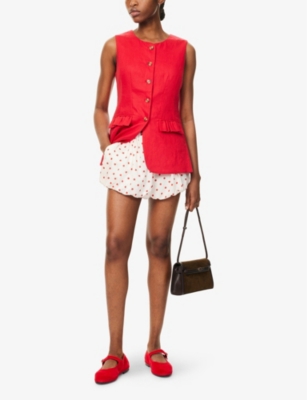 Shop Posse Womens Petite Polka Dot Aurelia Polka-dot Puffball Woven Shorts