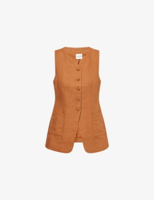 Shop Posse Womens  Lorenzo V-neck Linen Vest