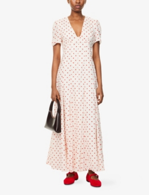 POSSE: Paloma Polka-Dot Woven Midi Dress
