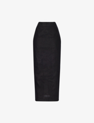 Posse Womens Black Emma Mid-rise Linen Maxi Skirt