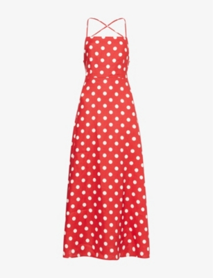 POSSE: Lori Polka-Dot A-Line Linen Midi Dress
