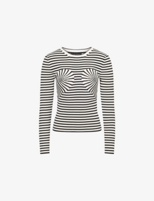 MARC JACOBS: Seamed-Up Crewneck Stripe Knitted Top