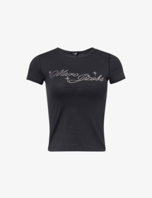 MARC JACOBS: Charm Rhinestone-Logo Shrunken Cotton-Jersey T-Shirt