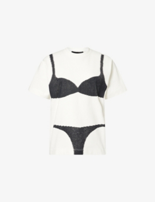 MARC JACOBS: Bra Graphic Boxy-Fit Short-Sleeve Cotton-Jersey T-Shirt