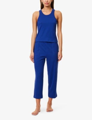 Skin Womens Cathie Cotton-jersey Top Blue Tea In Blue Tea