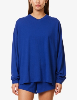 Skin Womens Catalina Cotton-jersey Pyjama Set Blue Tea In Blue Tea