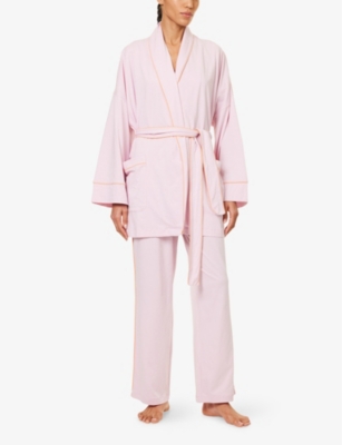 SKIN WOMENS SKIN CARLOTTA CONTRASTING-TRIM COTTON-JERSEY ROBE 