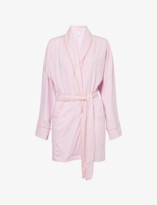 SKIN WOMENS SKIN CARLOTTA CONTRASTING-TRIM COTTON-JERSEY ROBE 
