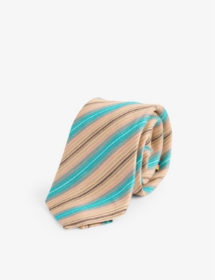 PAUL SMITH: Mix-Stripe Linen and Silk-Blend Tie