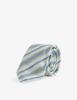 PAUL SMITH: Mix-Stripe Linen and Silk-Blend Tie