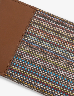 PAUL SMITH: Leather Card Holder<BR/><BR/>Striped-Panel Leather Card Holder