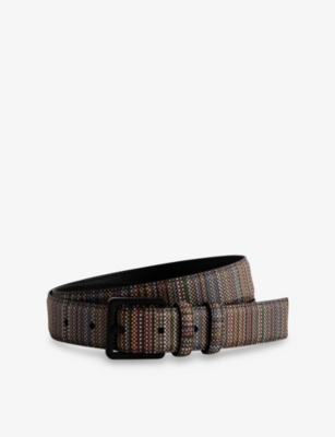 PAUL SMITH: Graphic-Print Coated-Canvas Buckle Belt