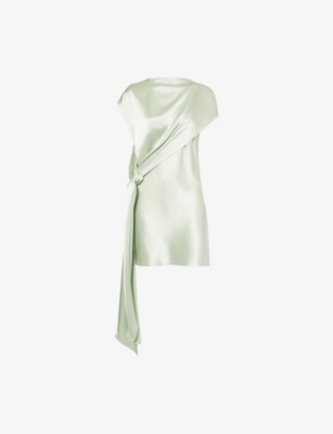Galvan Womens  Auriga Sash-trim Satin Mini Dress
