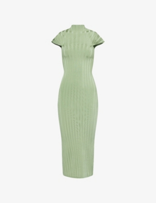 Galvan Womens  Cepheus Pleated Knit Midi Dress