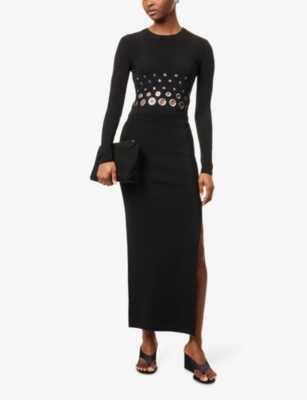 GALVAN: Freya Split-Hem Stretch-Woven Maxi Skirt
