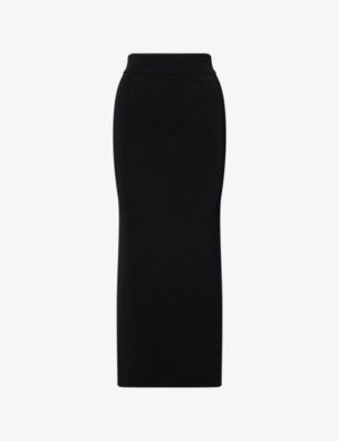 Galvan Womens Black Freya Split-hem Stretch-woven Maxi Skirt