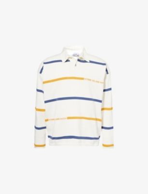 STONE ISLAND: Marina Striped Cotton-Knit Polo Shirt