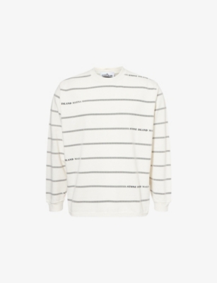 STONE ISLAND: Marina Striped Cotton-Jersey Sweatshirt