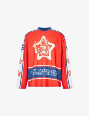BILLIONAIRE BOYS CLUB: Astro Star Graphic-Print Woven Hockey Top