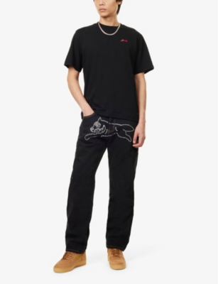 Shop Icecream Mens Black Small Running Dog Embroidered Short-sleeve Cotton-jersey T-shirt Xl