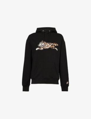 ICECREAM MENS BLACK RUNNING DOG POPOVER GRAPHIC-PRINT COTTON-JERSEY HOODY 