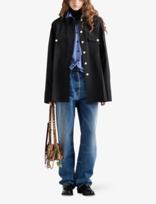 PRADA: Wide-Leg Faded-Wash Denim Jeans