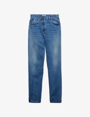PRADA: Wide-Leg Faded-Wash Denim Jeans