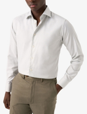 ETON: Melange Slim-Fit Cotton-Twill Shirt