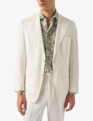 ETON: Garden-Print Slim-Fit Linen Shirt