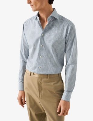 ETON: Signature Twill Parrot-Print Regular-Fit Cotton Shirt