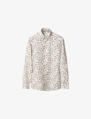 Eton Mens Sangria-pattern Long-sleeved Linen Shirt Multi In Multi
