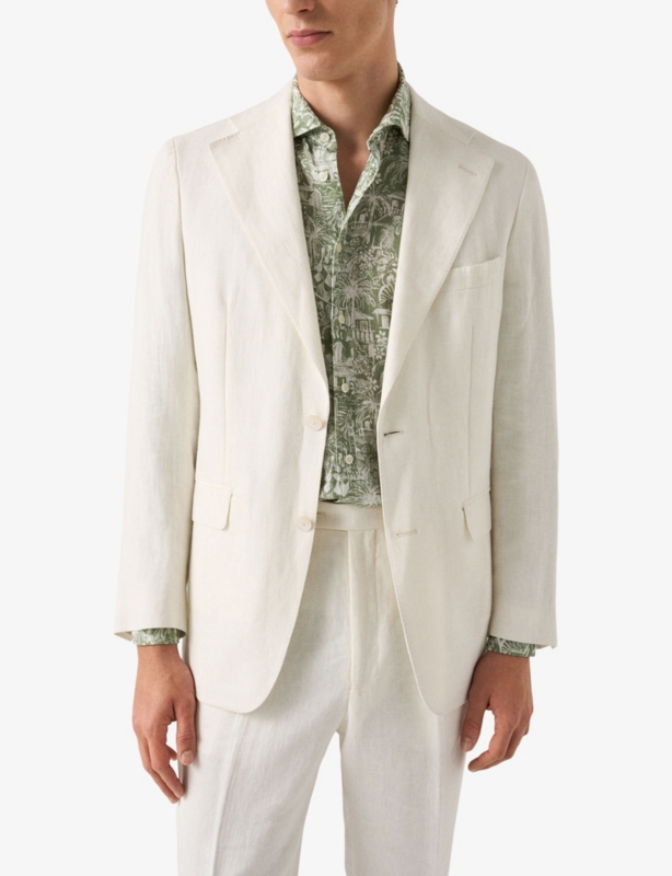 Garden-Print Regular-Fit Linen Shirt