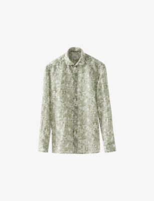 ETON: Garden-Print Regular-Fit Linen Shirt