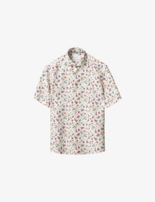 ETON: Sangria Short-Sleeved Linen Shirt