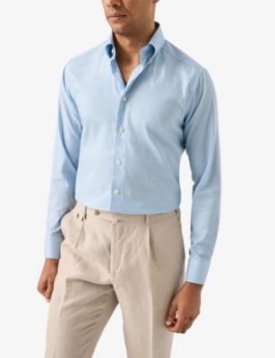 ETON: Micro-Check Slim-Fit Cotton Oxford Shirt