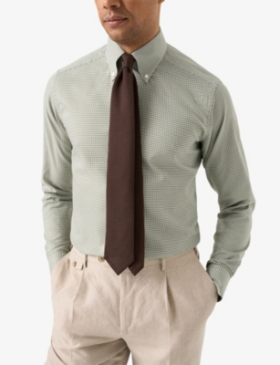 ETON: Micro-Check Slim-Fit Cotton Oxford Shirt