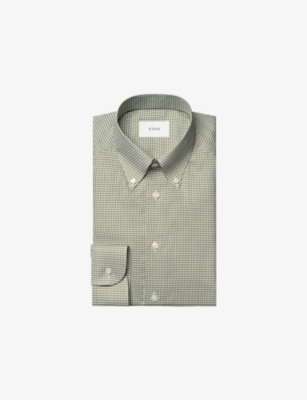 ETON: Micro-Check Slim-Fit Cotton Oxford Shirt