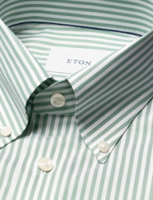 ETON: Oxford Signature Slim-Fit Striped Cotton Shirt