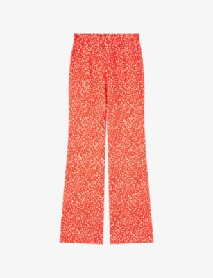 LK BENNETT: Sophie Spot-Print Straight-Leg Woven Trousers