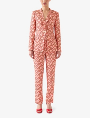 LK BENNETT: Rebecca Blossom-Print Woven Trousers