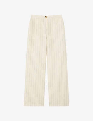 LK BENNETT: Amore Pinstripe Straight-Leg Linen Trousers