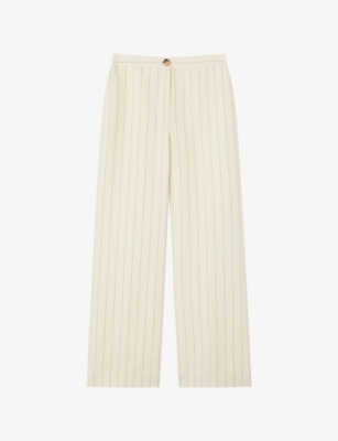 Lk Bennett Womens  Amore Pinstripe Straight-leg Linen Trousers