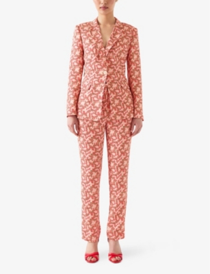 LK BENNETT: Rebecca Blossom-Print Single-Breasted Woven Blazer